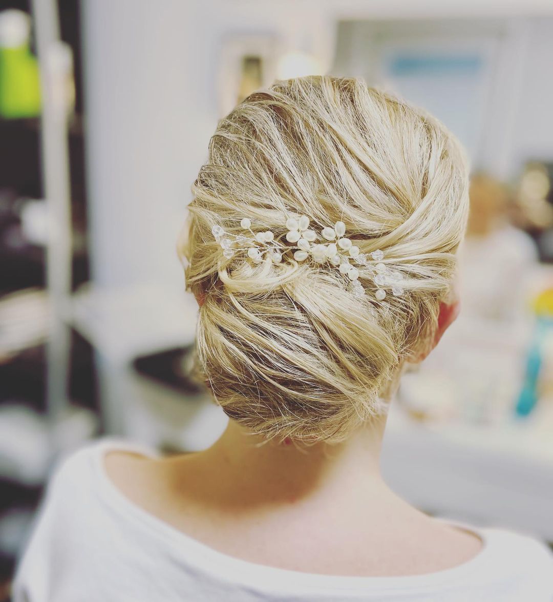 Messy Low Updo Hairstyle With Headpiece